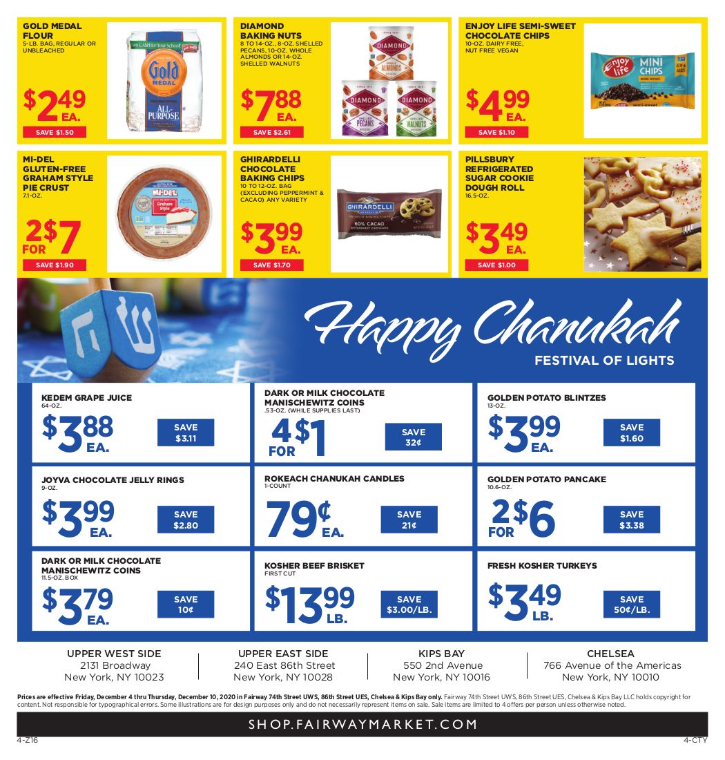 Fairway Market Hanukkah Weekly Ad Flyer December 4 to December 10, 2020