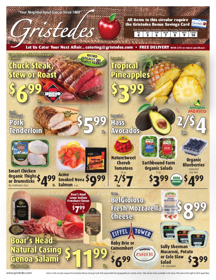 Gristedes Weekly Ad Flyer December 4 to December 10, 2020