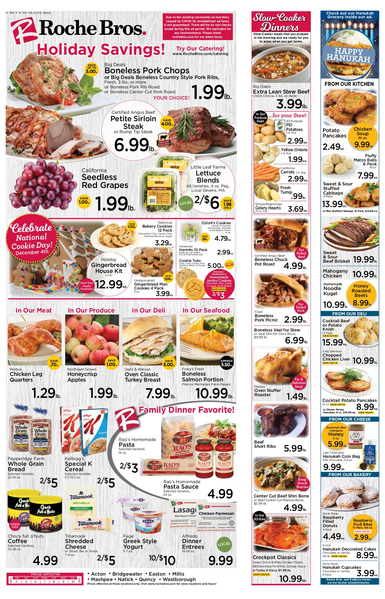 Roche Bros Supermarkets Holiday Hanukkah Weekly Ad Flyer December 4 to December 10, 2020