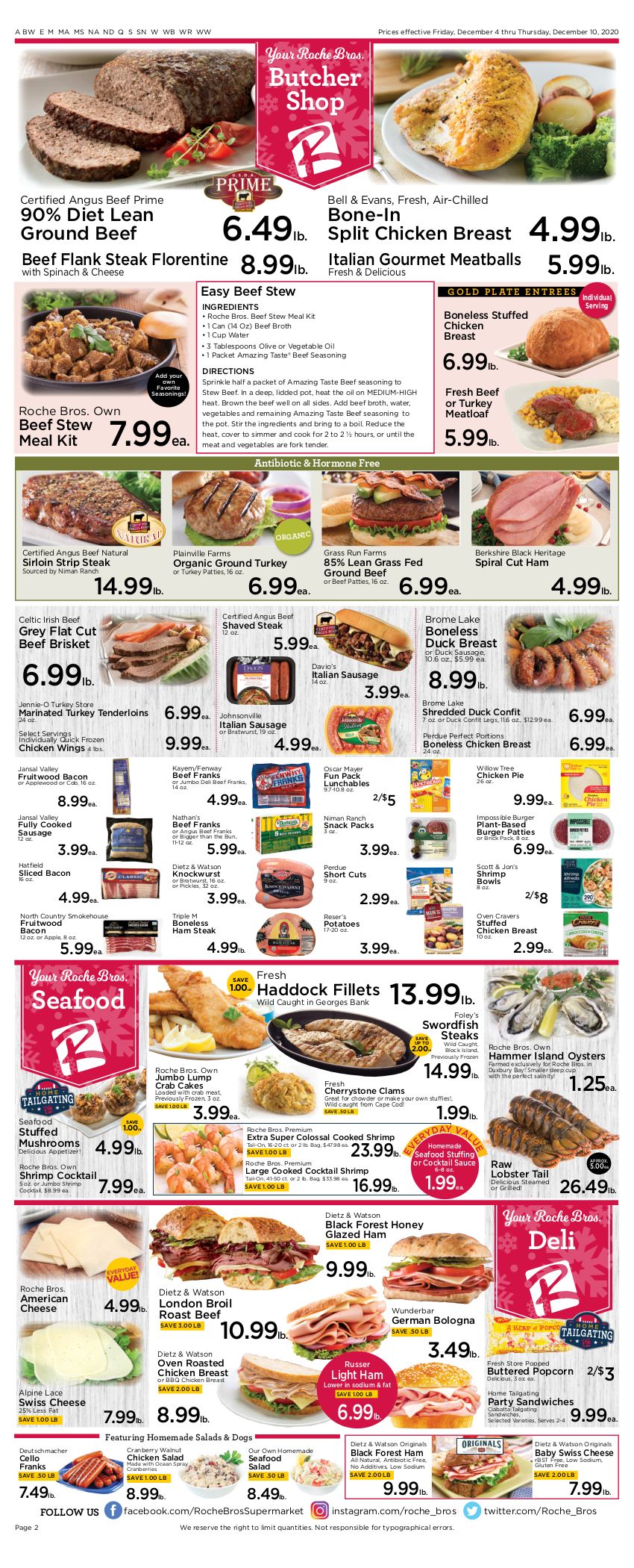 Roche Bros Supermarkets Holiday Hanukkah Weekly Ad Flyer December 4 to December 10, 2020