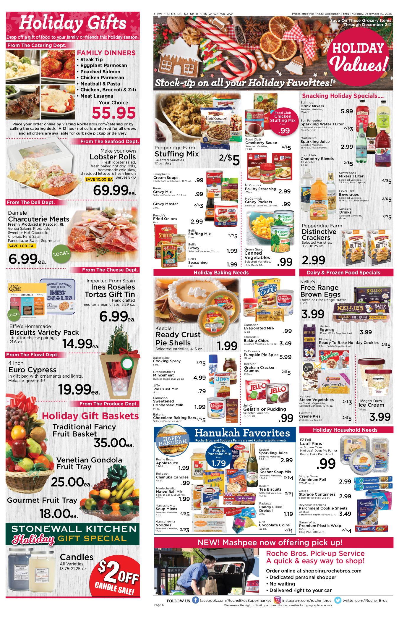 Roche Bros Supermarkets Holiday Hanukkah Weekly Ad Flyer December 4 to December 10, 2020