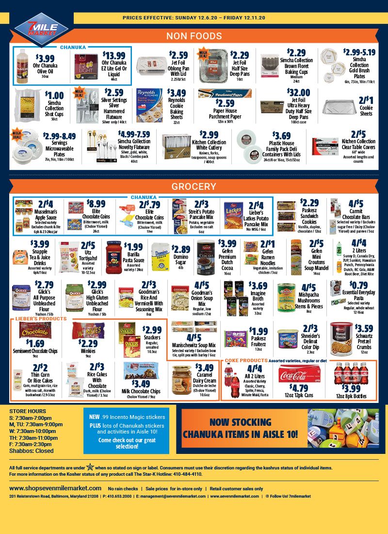 7 Mile Market Hanukkah Weekly Ad Flyer December 6 to December 11, 2020