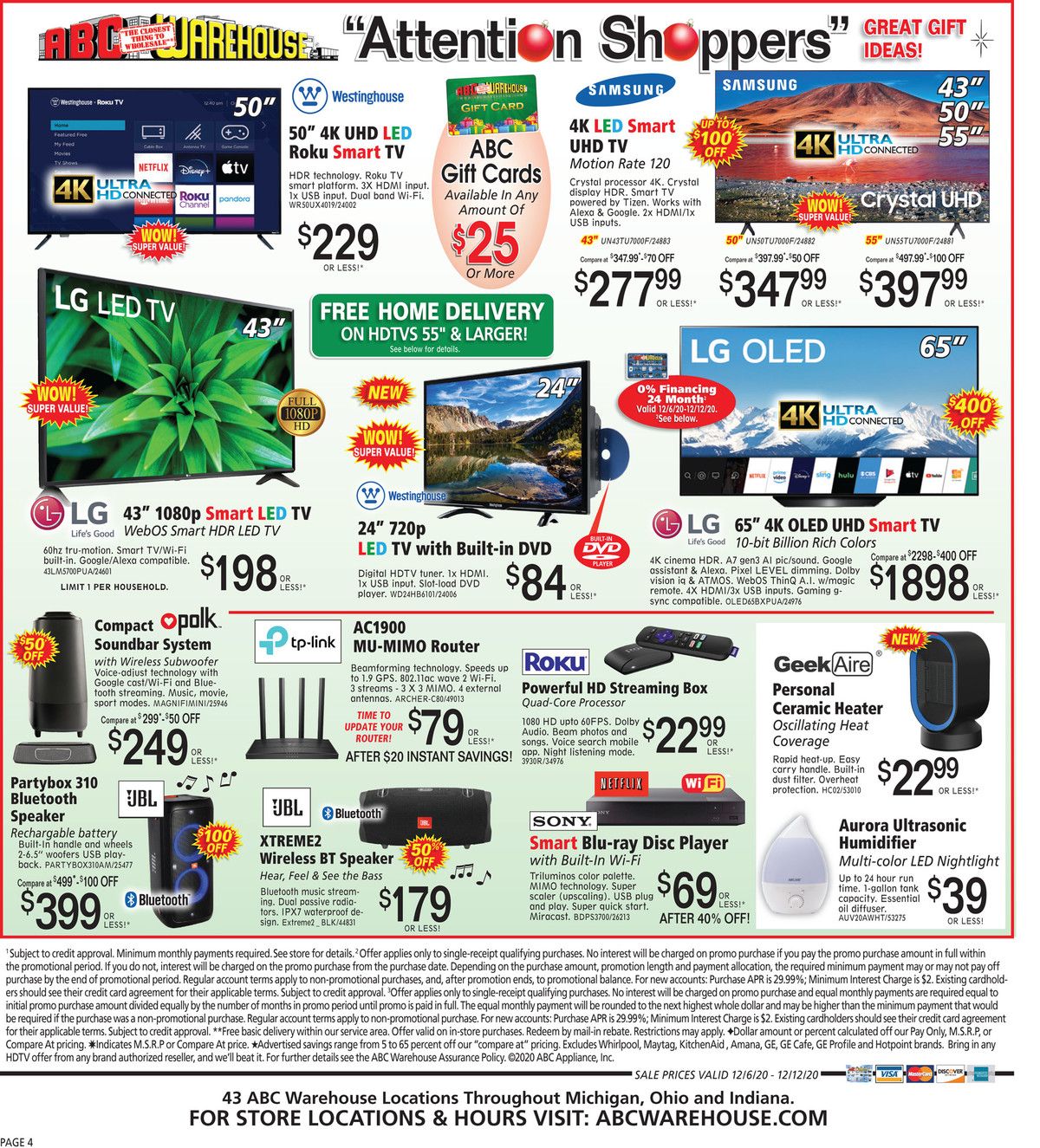 ABC Warehouse Weekly Ad Flyer December 6 to December 12, 2020