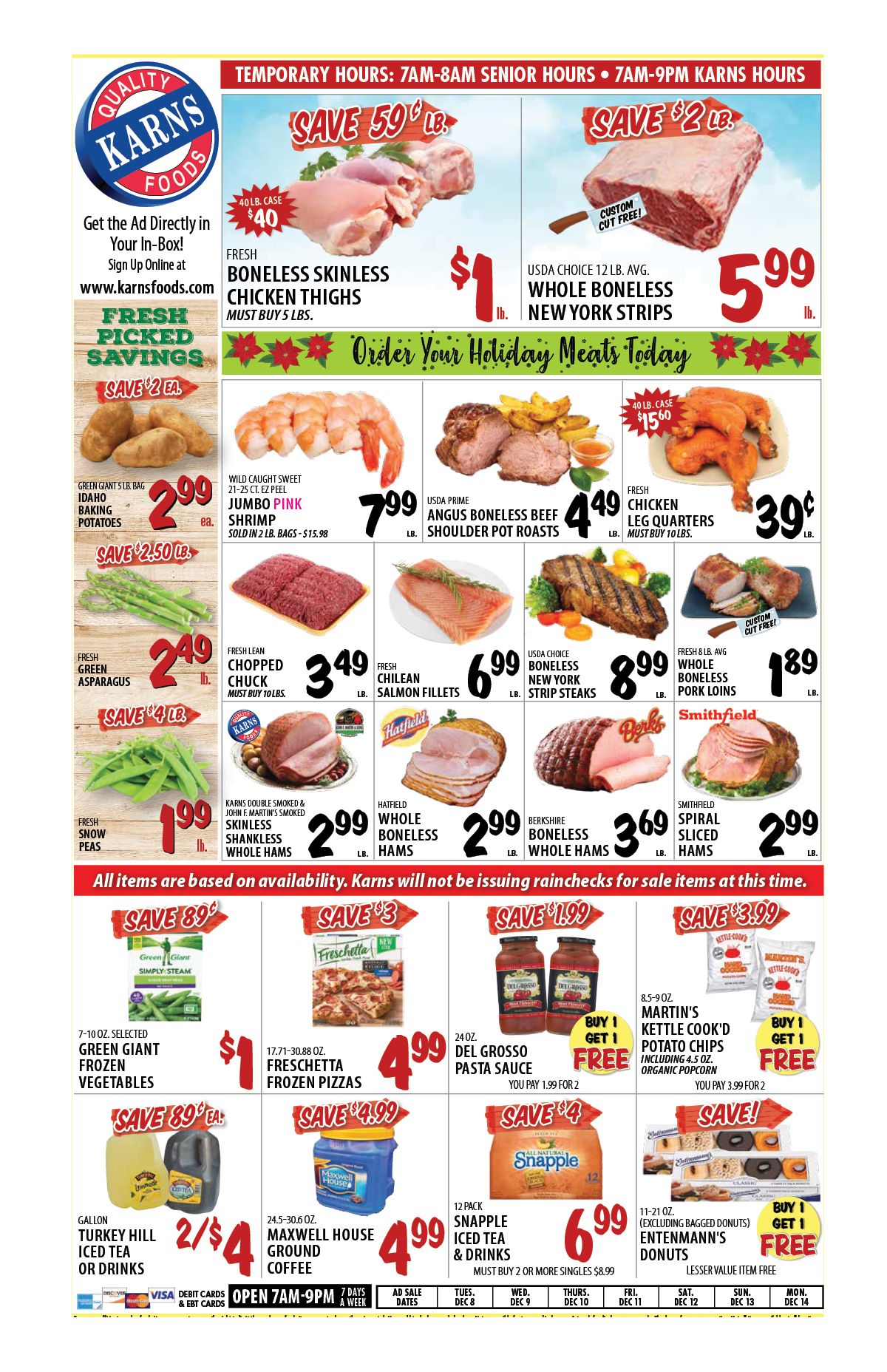 Karns Quality Foods Holiday Weekly Ad Flyer December 8 to December 14, 2020