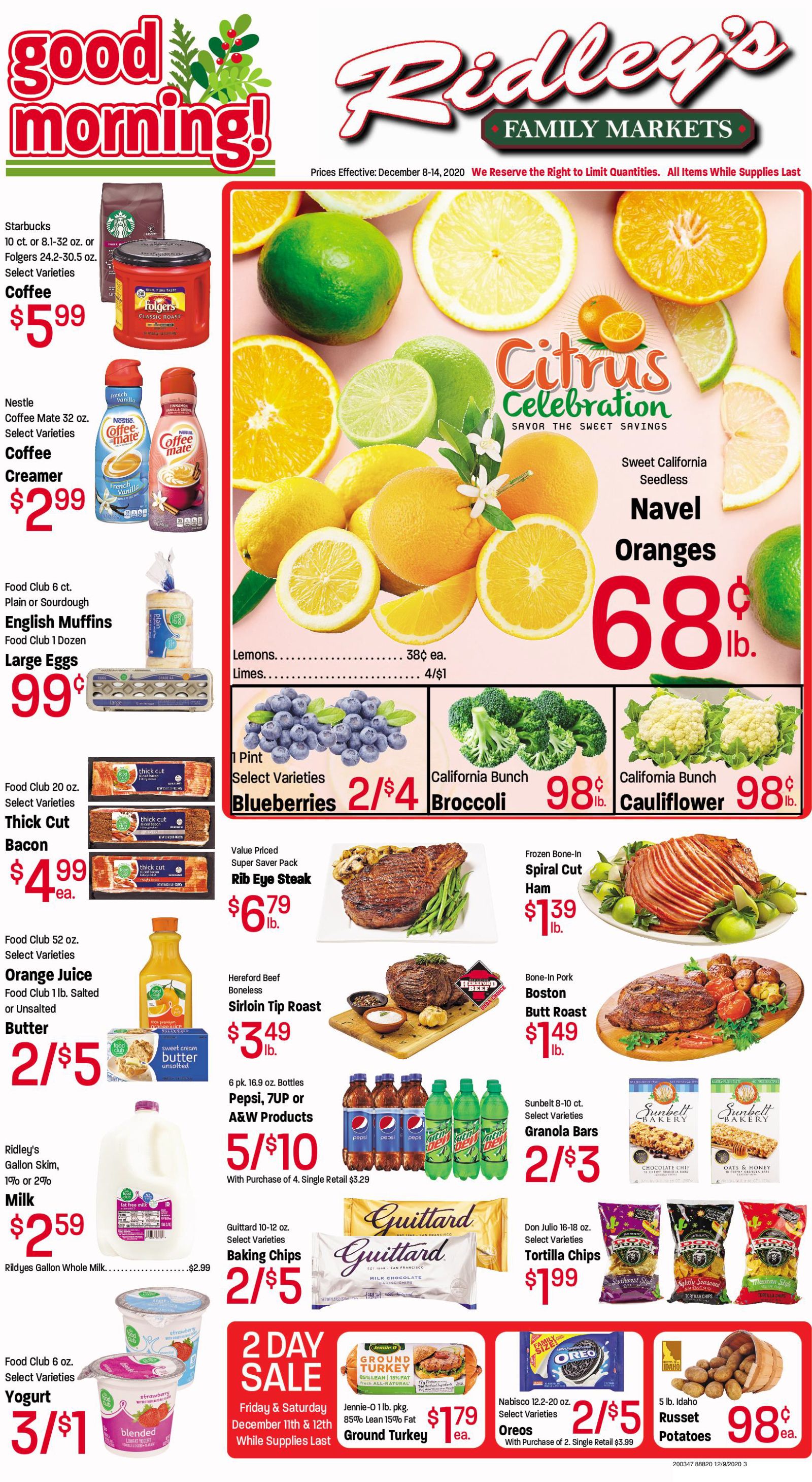 Ridley's Holiday Weekly Ad Flyer December 8 to December 14, 2020
