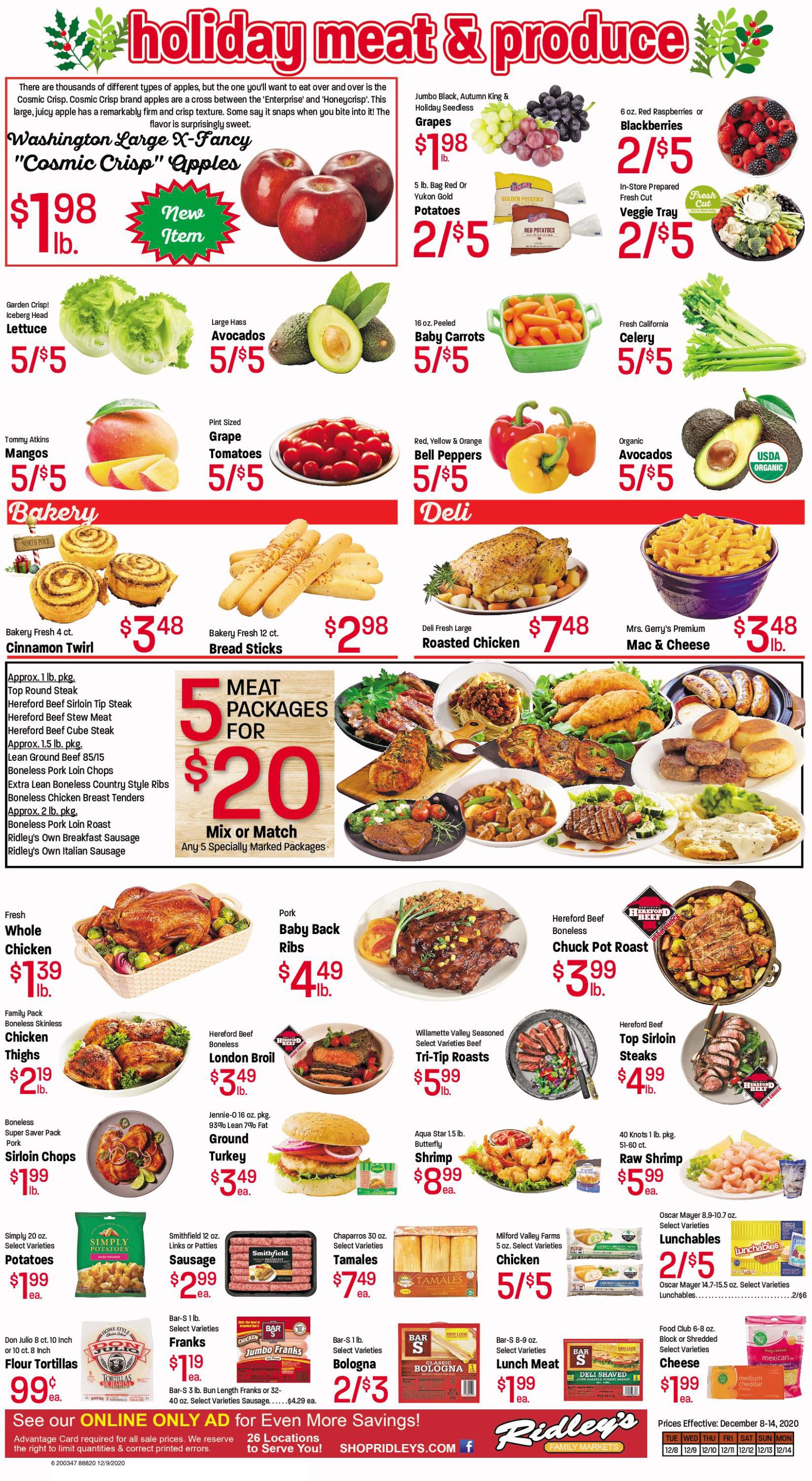 Ridley's Holiday Weekly Ad Flyer December 8 to December 14, 2020