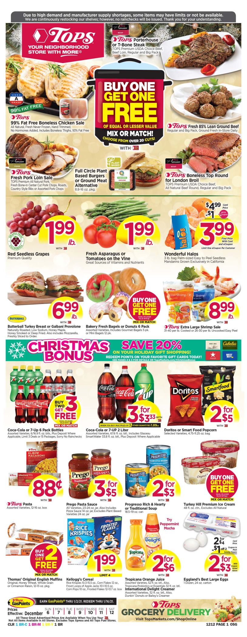 Tops Friendly Markets Holiday Weekly Ad Flyer December 6 to December 12, 2020