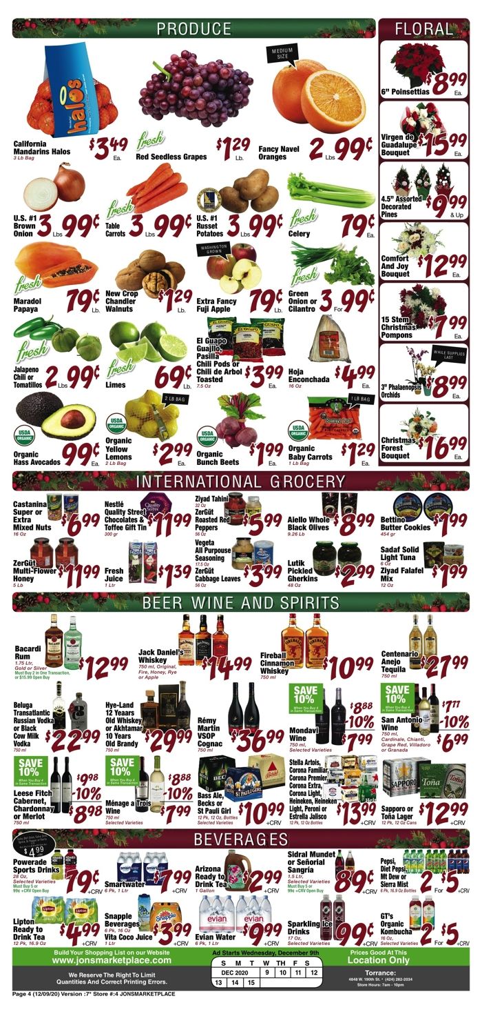 JONS Fresh Marketplace Holiday Weekly Ad Flyer December 9 to December 15, 2020