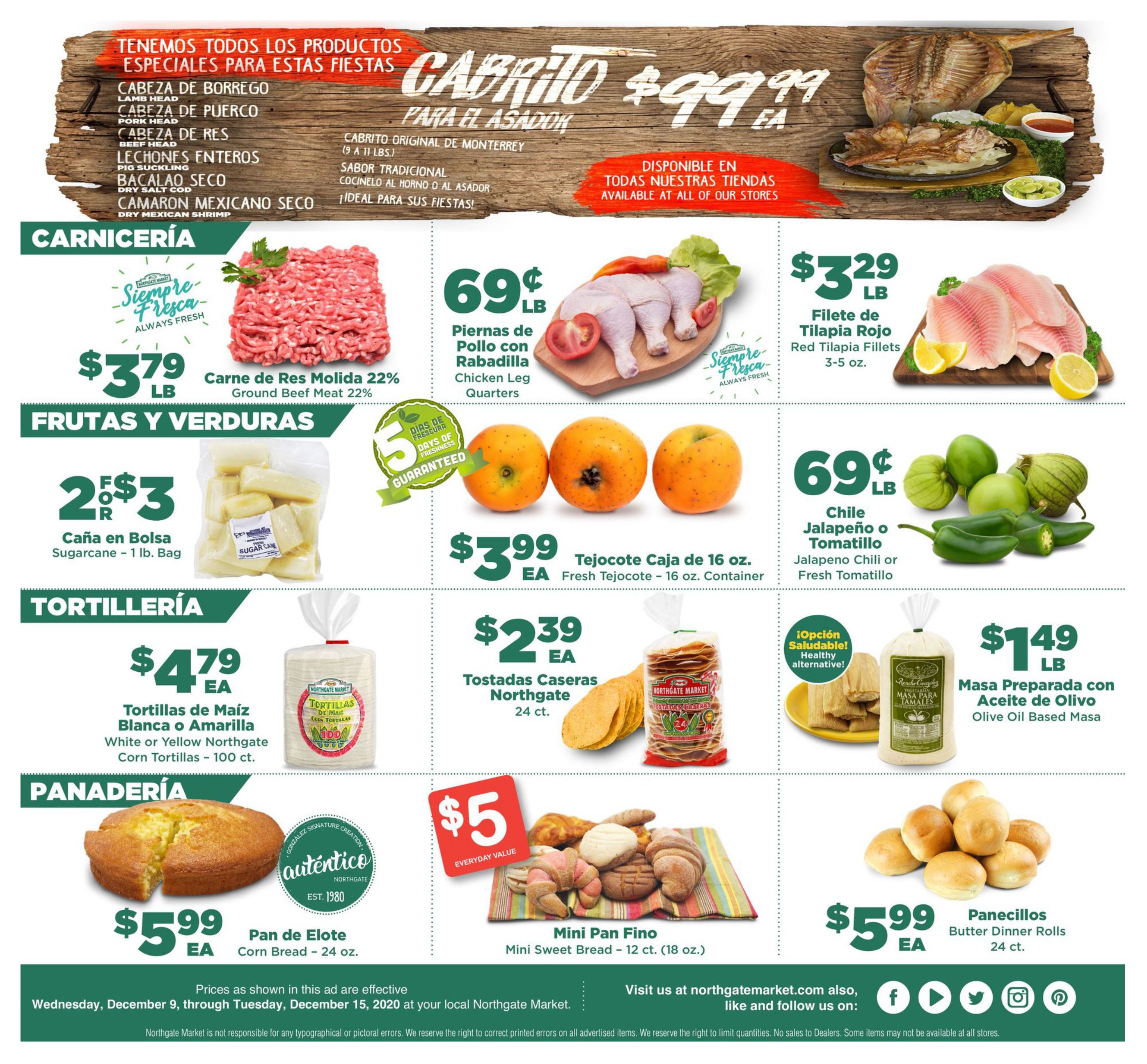 Northgate Market Holiday Weekly Ad Flyer December 9 to December 15, 2020