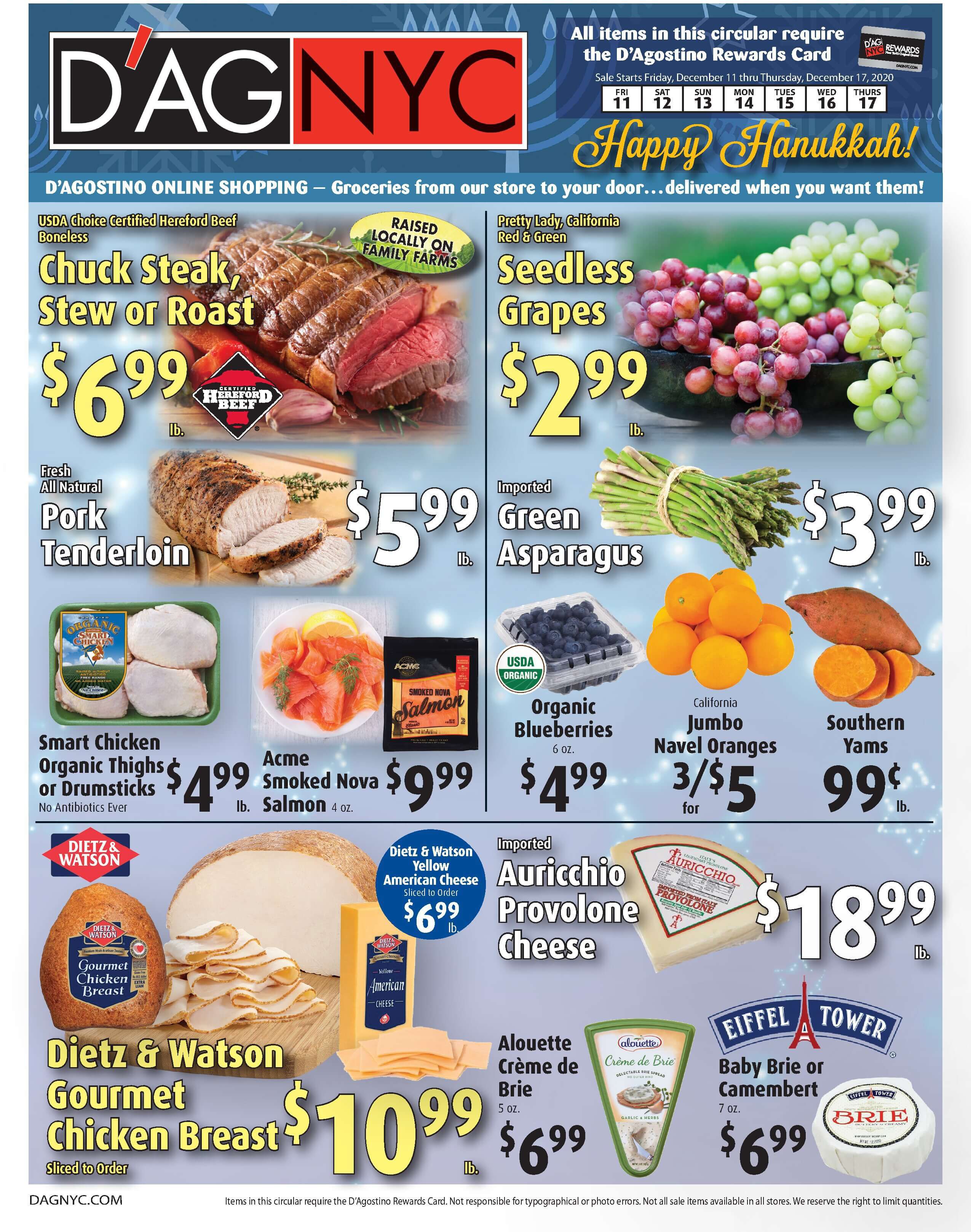 D'Agostino Hanukkah Weekly Ad Flyer December 11 to December 17, 2020
