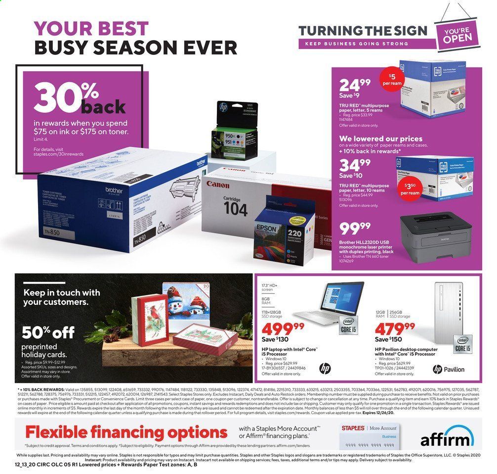 Staples Weekly Ad Flyer December 13 to December 19