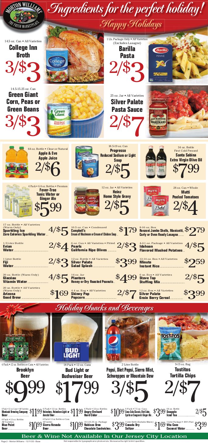 Morton Williams Holiday Weekly Ad Flyer December 11 to December 17, 2020
