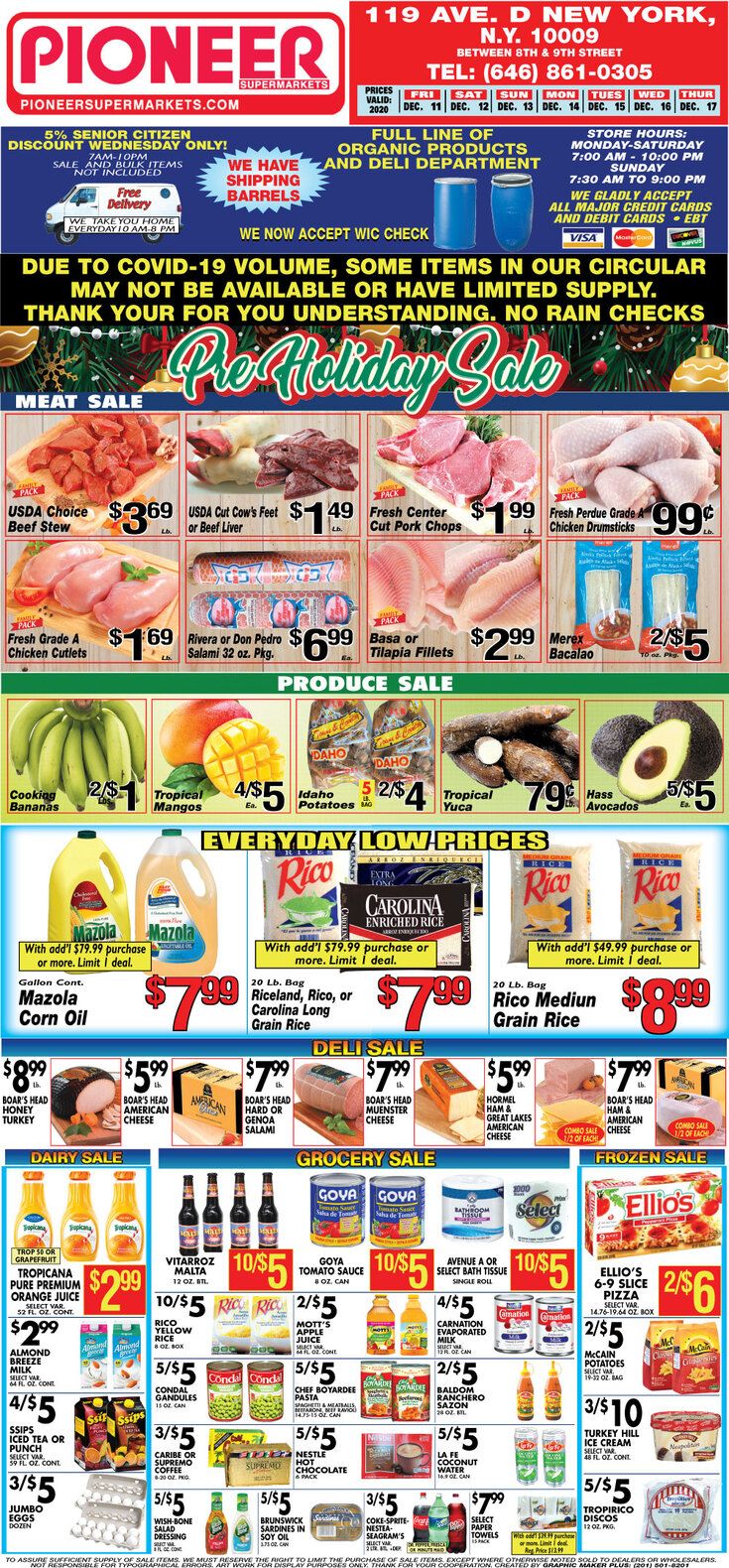 Pioneer Supermarkets Weekly Ad Flyer December 11 to December 17, 2020