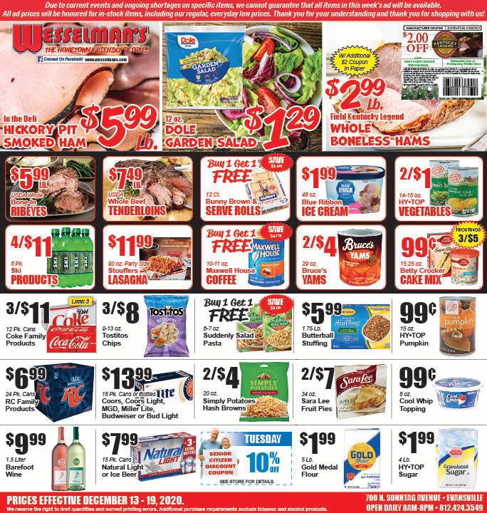 Wesselman's Weekly Ad Flyer December 13 to December 19, 2020