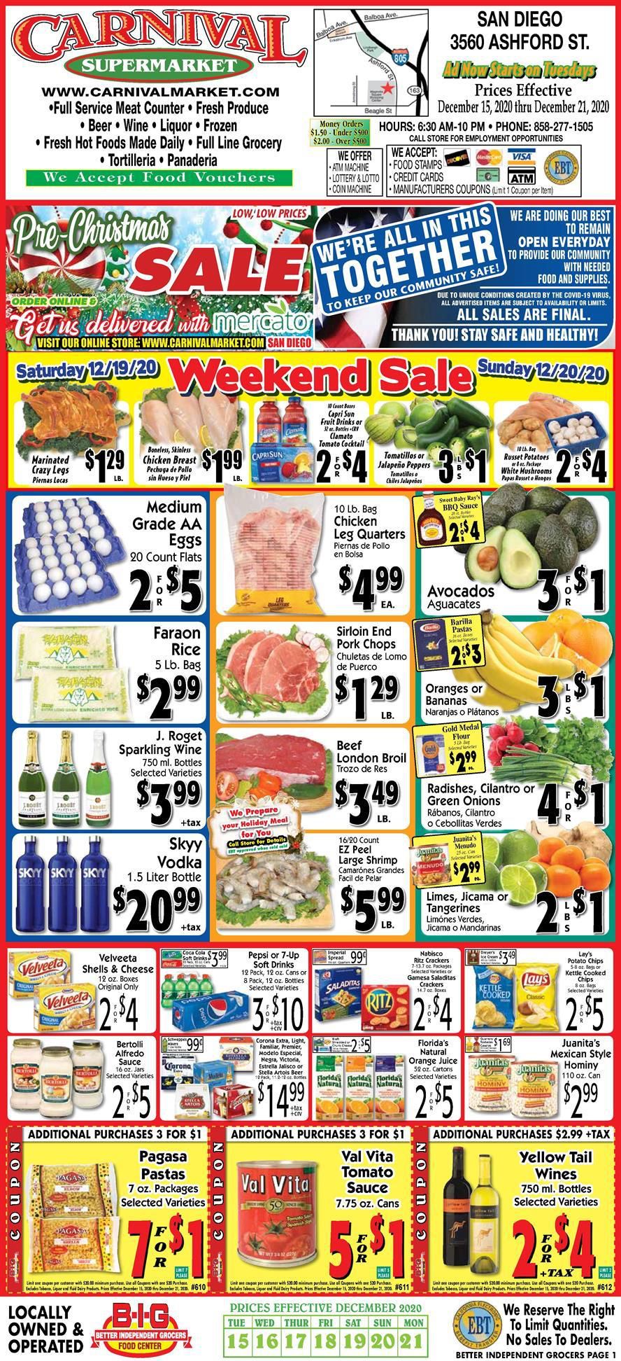 Carnival Supermarket Holiday Weekly Ad Flyer December 15 to December 21, 2020
