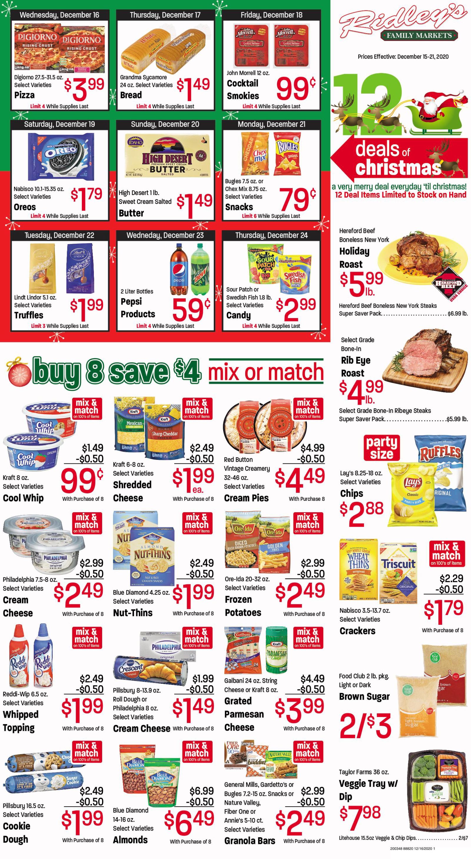 Ridley's Holiday Weekly Ad Flyer December 15 to December 21, 2020