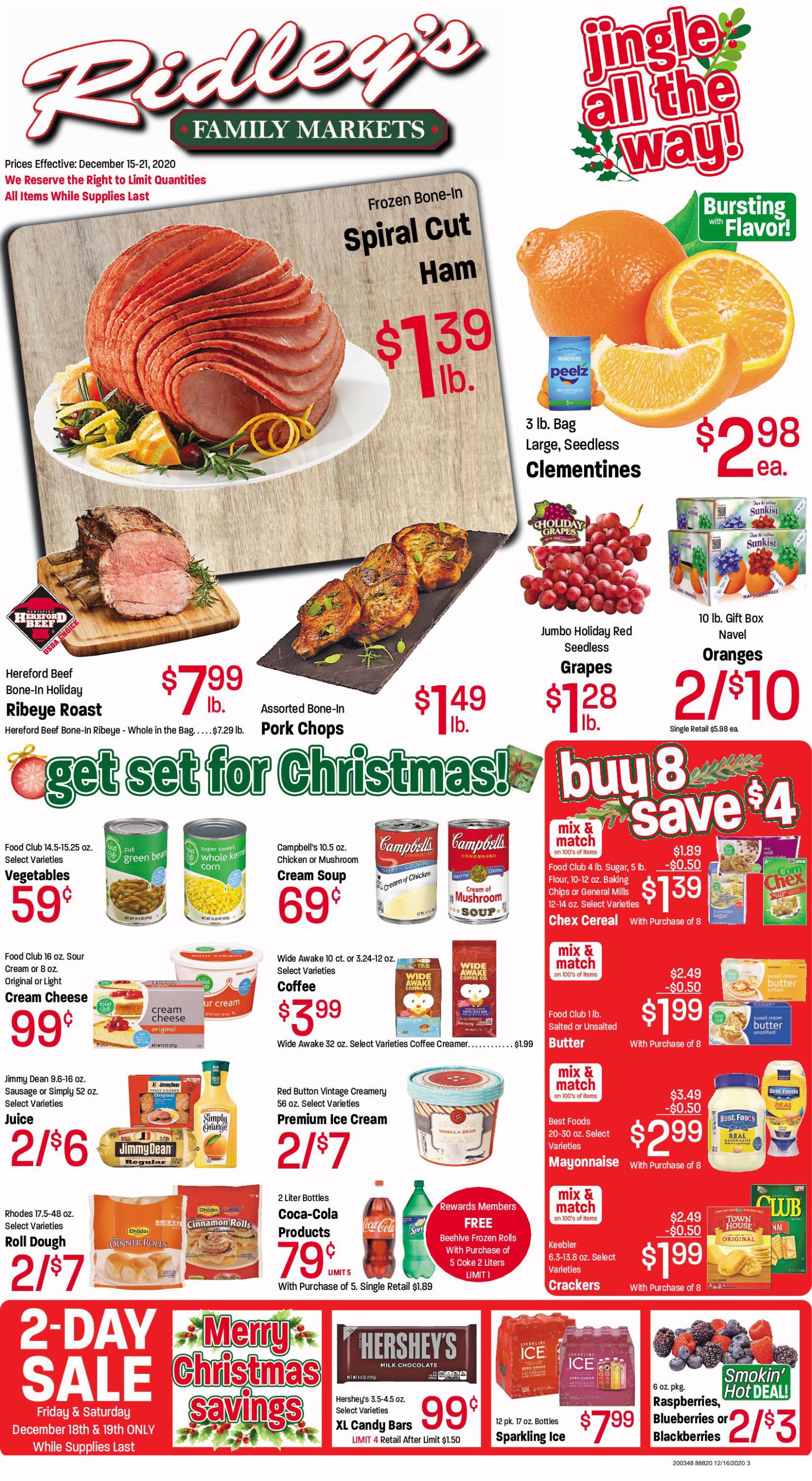 Ridley's Holiday Weekly Ad Flyer December 15 to December 21, 2020
