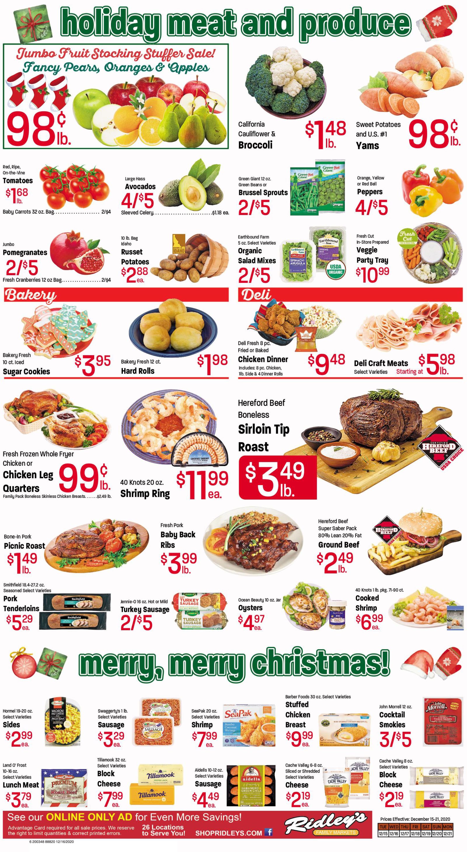Ridley's Holiday Weekly Ad Flyer December 15 to December 21, 2020