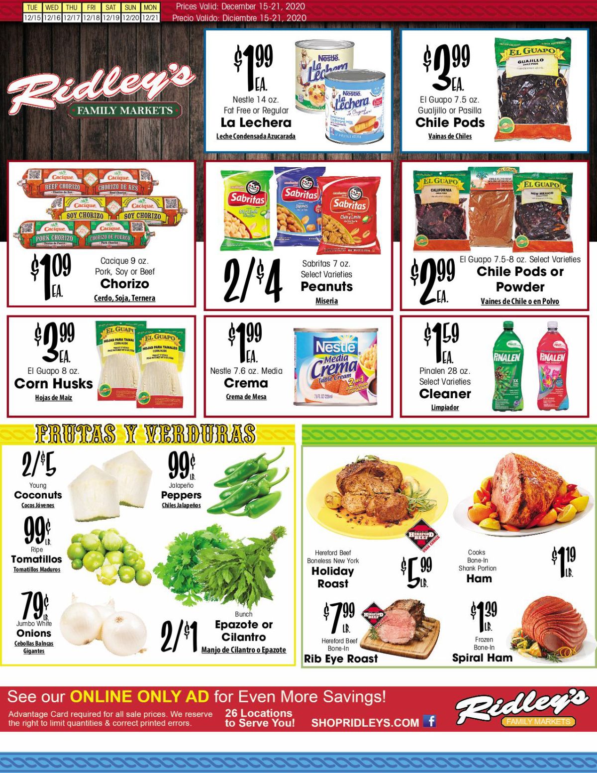 Ridley's Holiday Weekly Ad Flyer December 15 to December 21, 2020