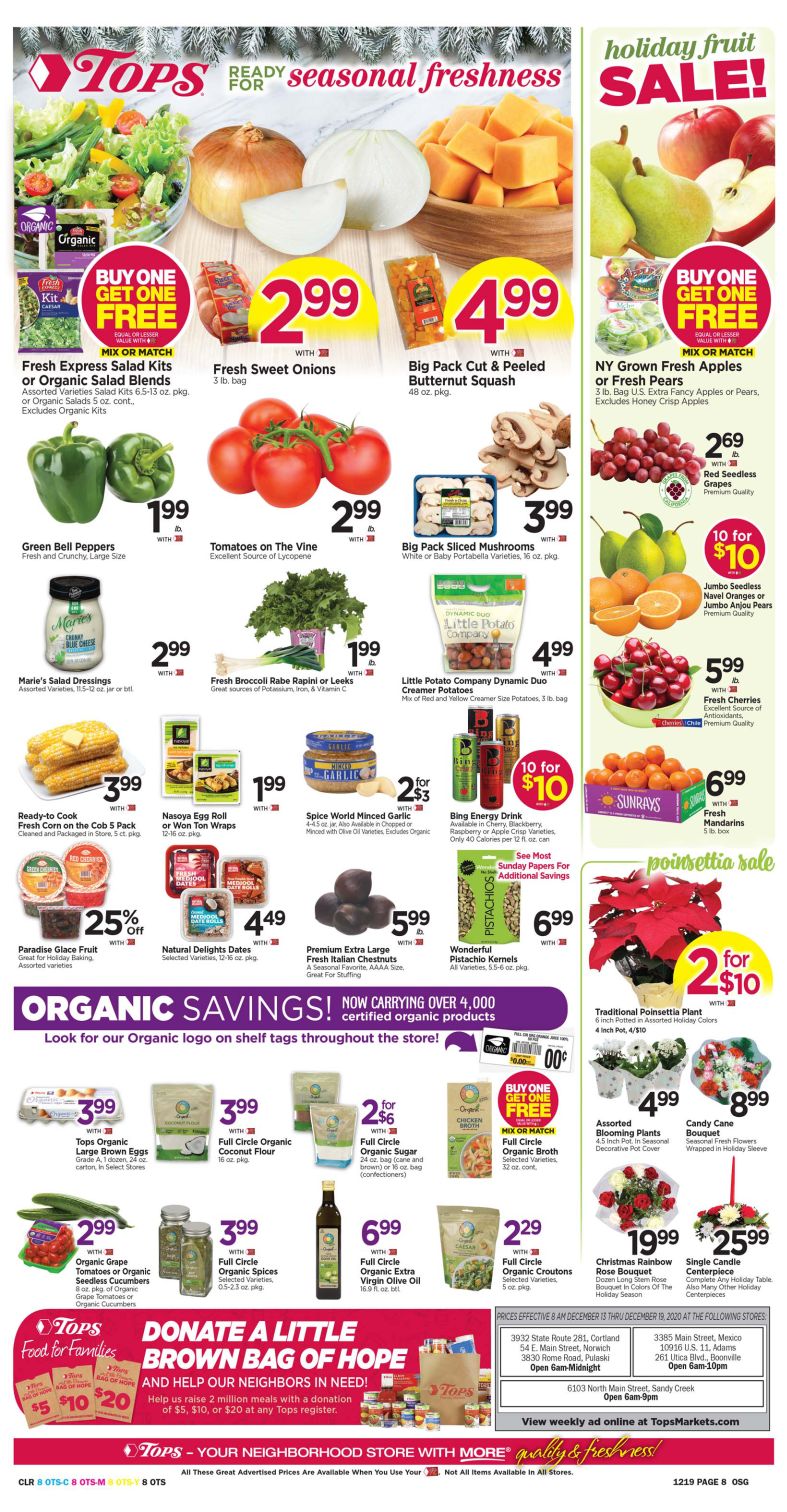 Tops Friendly Markets Holiday Weekly Ad Flyer December 13 to December 19, 2020