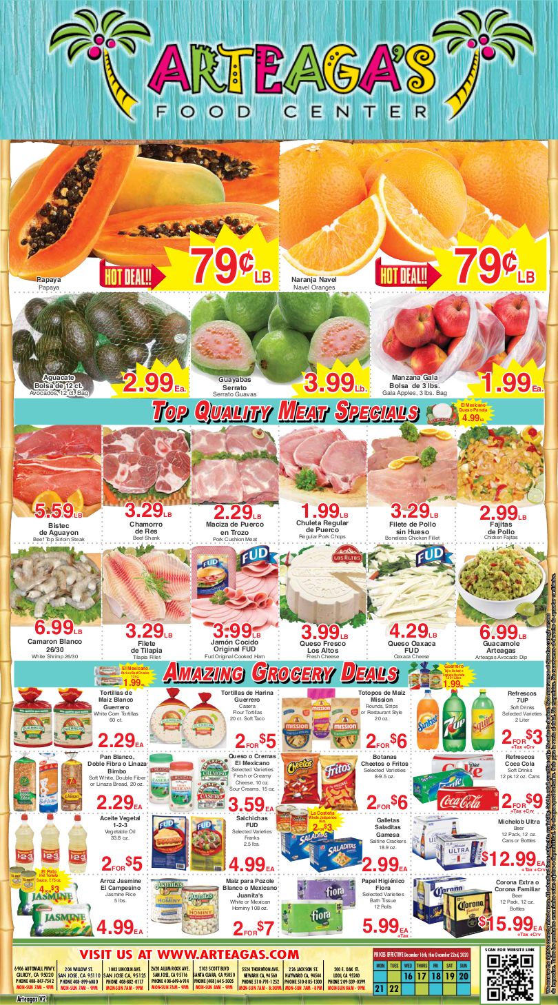 Artega's Holiday Weekly Ad Flyer December 16 to December 22, 2020