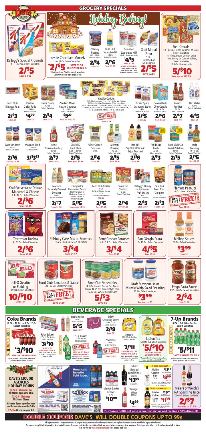 Dave's Markets Christmas Holiday Weekly Ad Flyer December 16 to December 24, 2020