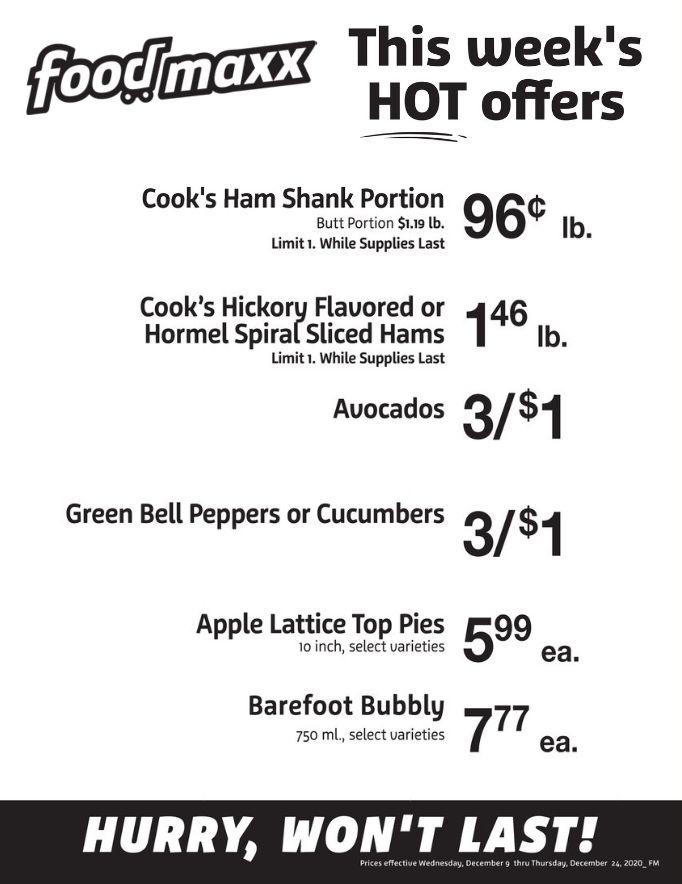 Foodmaxx Christmas Holiday Weekly Ad Flyer December 16 to December 24, 2020