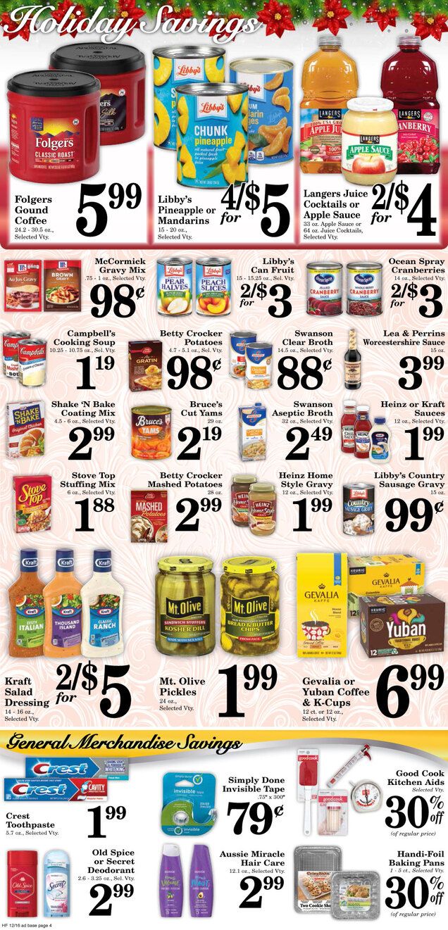 Harvest Foods Christmas Holiday Weekly Ad Flyer December 16 to December 25, 2020