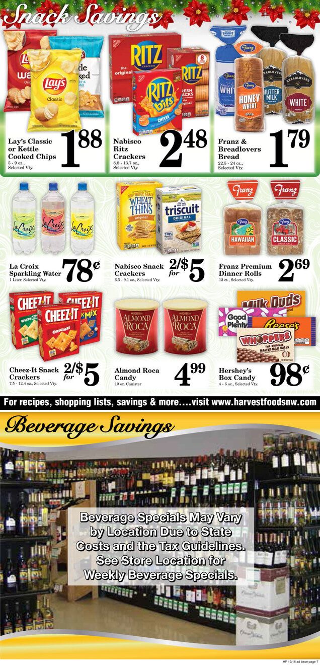 Harvest Foods Christmas Holiday Weekly Ad Flyer December 16 to December 25, 2020