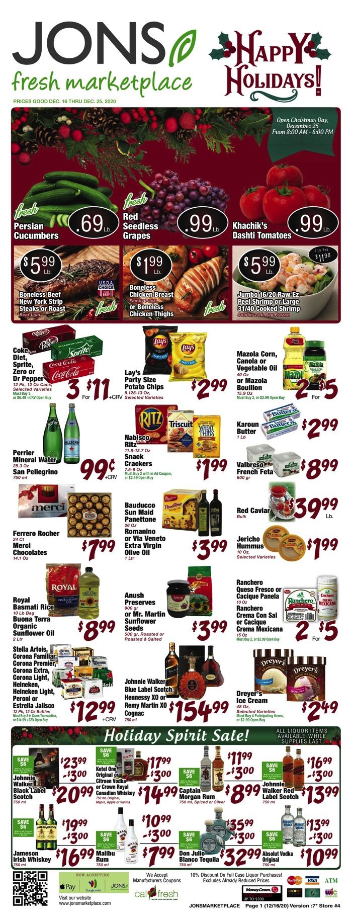 JONS Fresh Marketplace Christmas Holiday Weekly Ad Flyer December 16 to December 25, 2020
