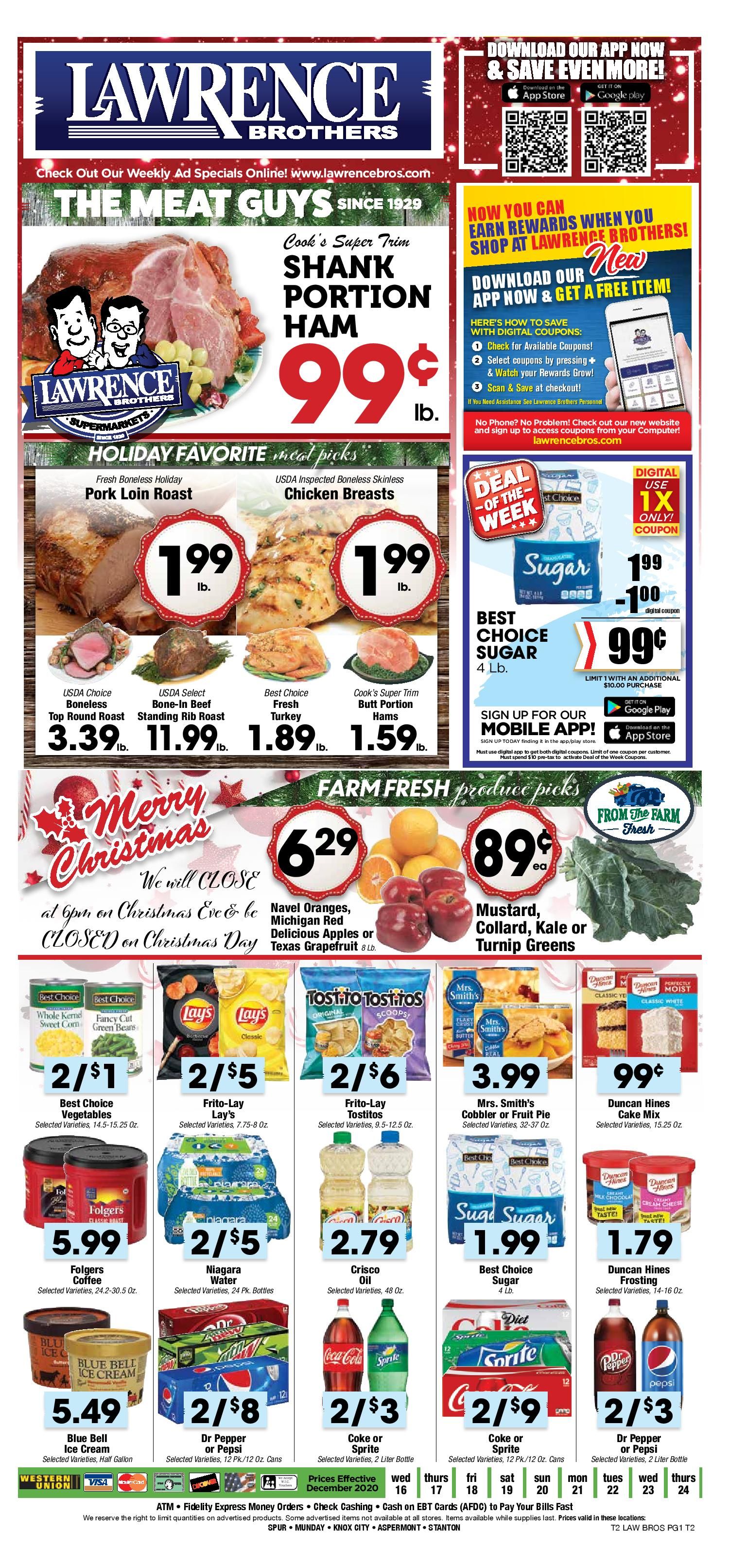 Lawrence Bros Christmas Holiday Weekly Ad Flyer December 16 to December 24, 2020