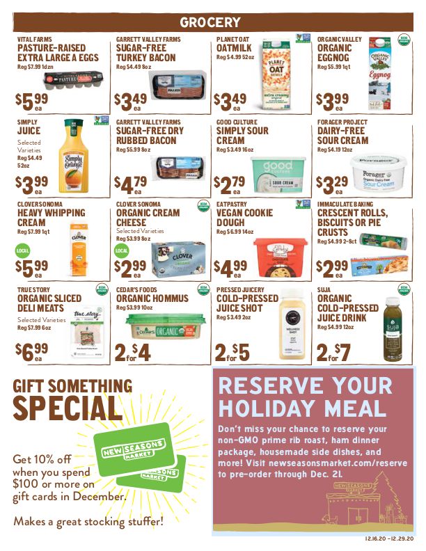 New Seasons Market (CA) Christmas Holiday Weekly Ad Flyer December 16 to December 29, 2020
