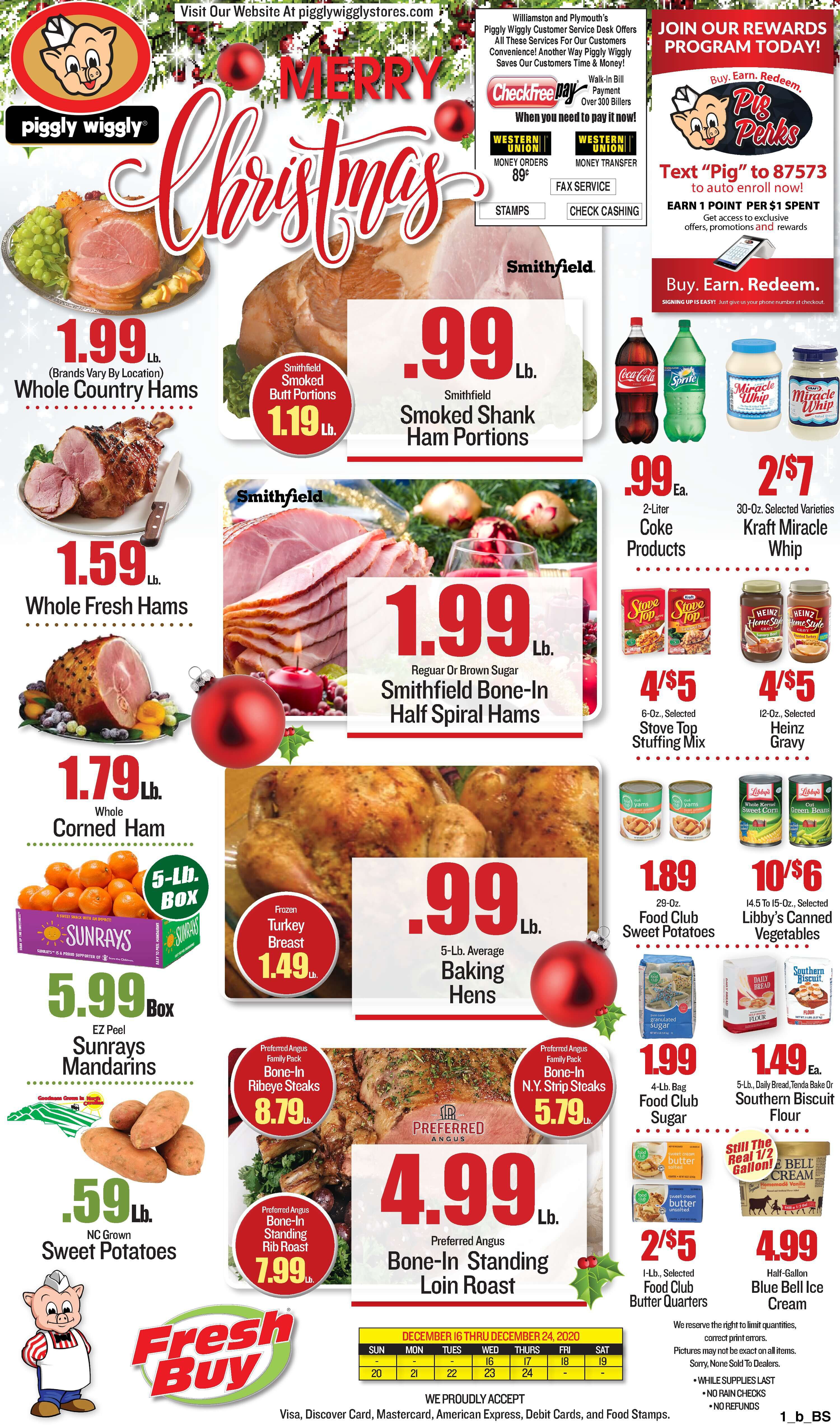 Piggly Wiggly (NC) Christmas Holiday Weekly Ad Flyer December 16 to December 24, 2020