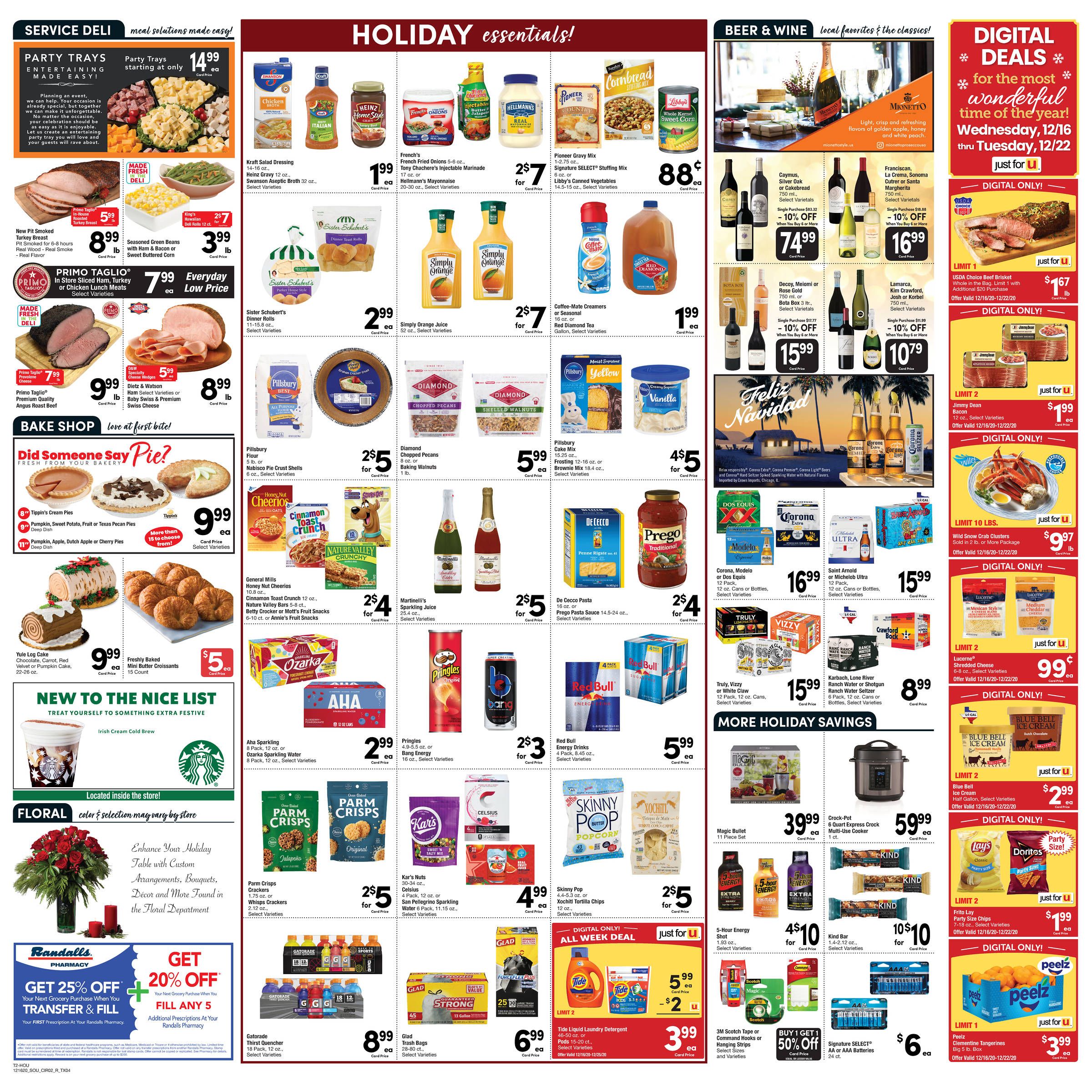 Randalls Christmas Holiday Weekly Ad Flyer December 16 to December 25, 2020