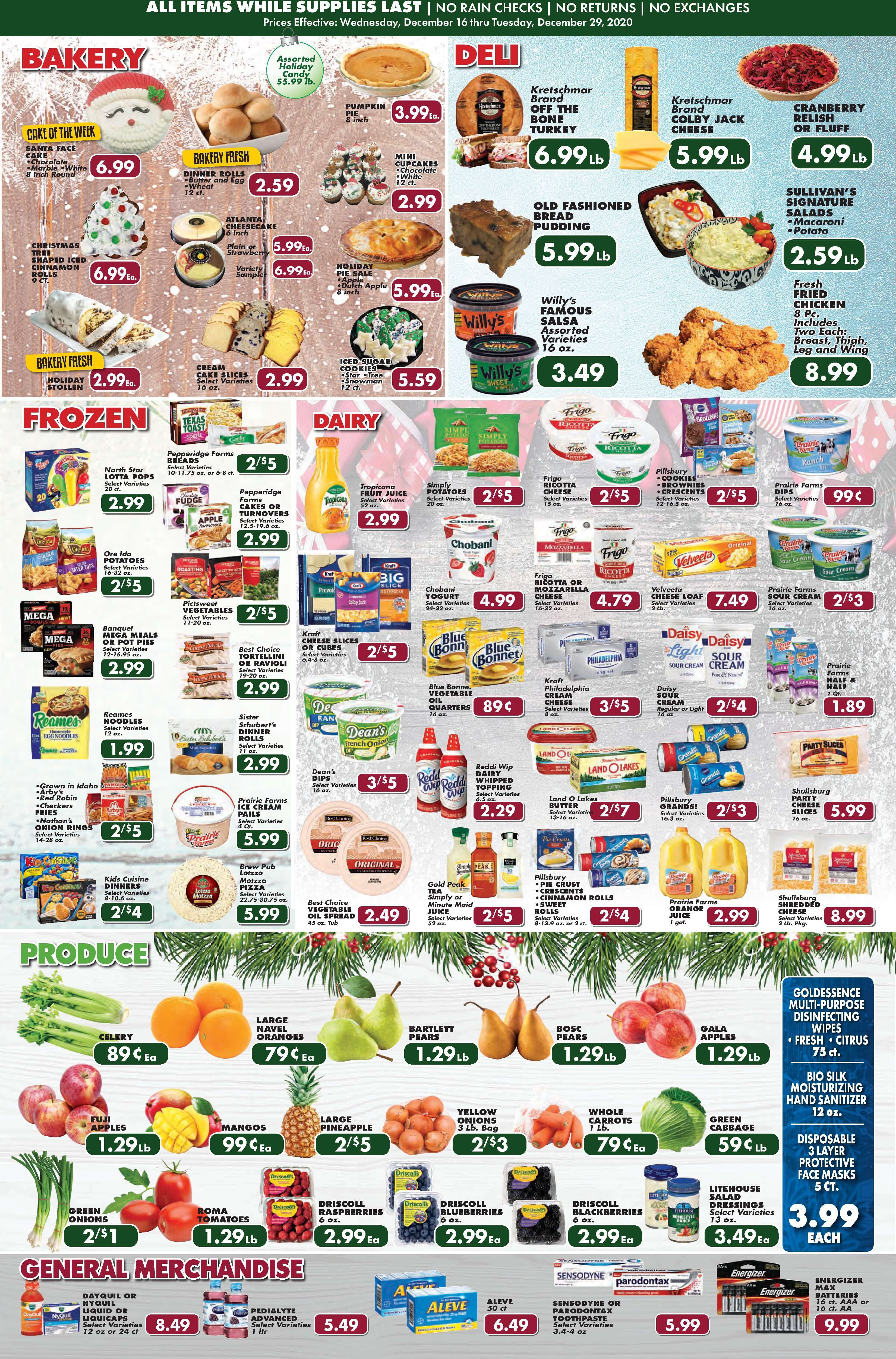 Sullivan's Foods Christmas Holiday Weekly Ad Flyer December 16 to December 29, 2020