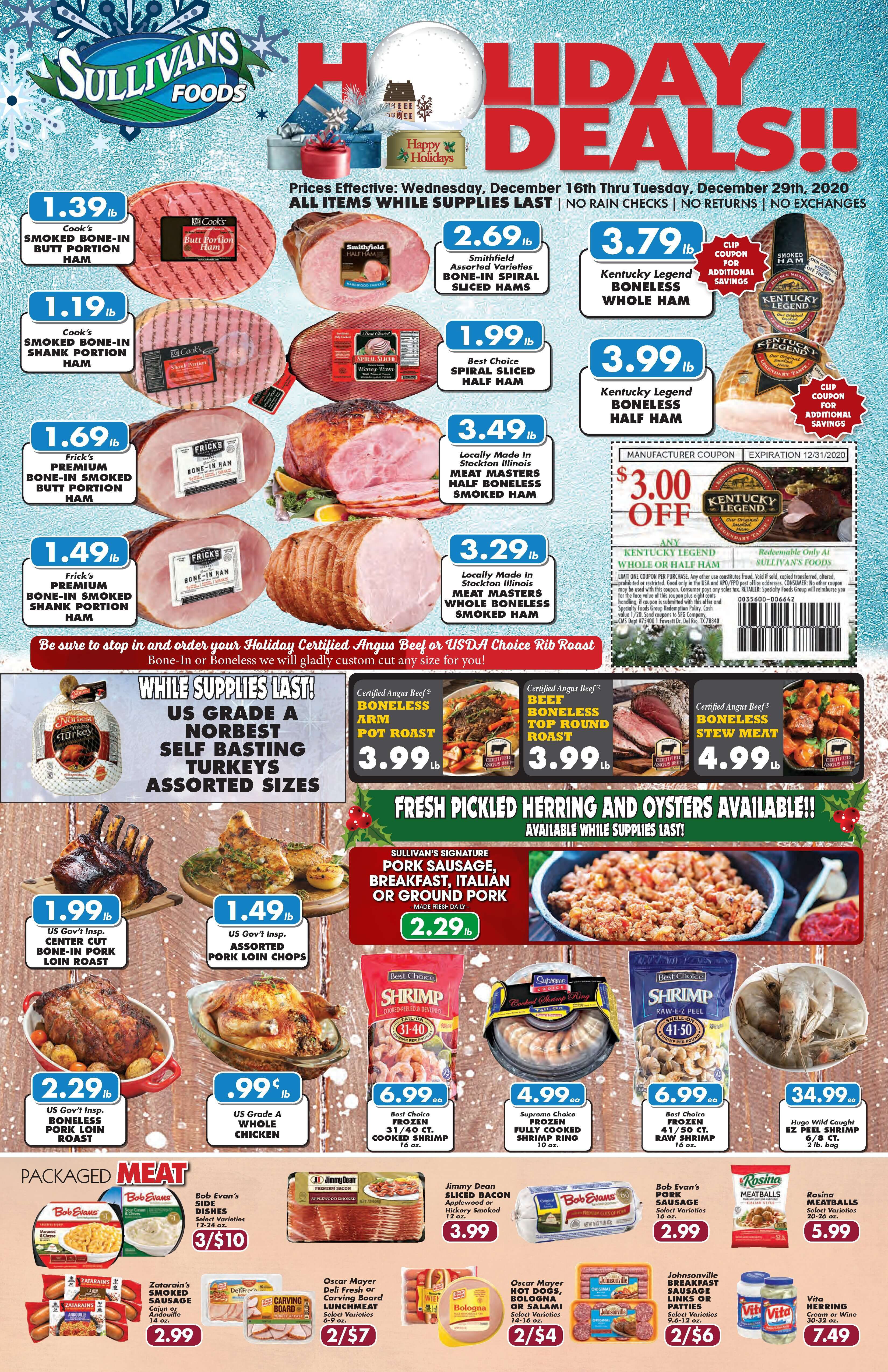 Sullivan's Foods Christmas Holiday Weekly Ad Flyer December 16 to December 29, 2020
