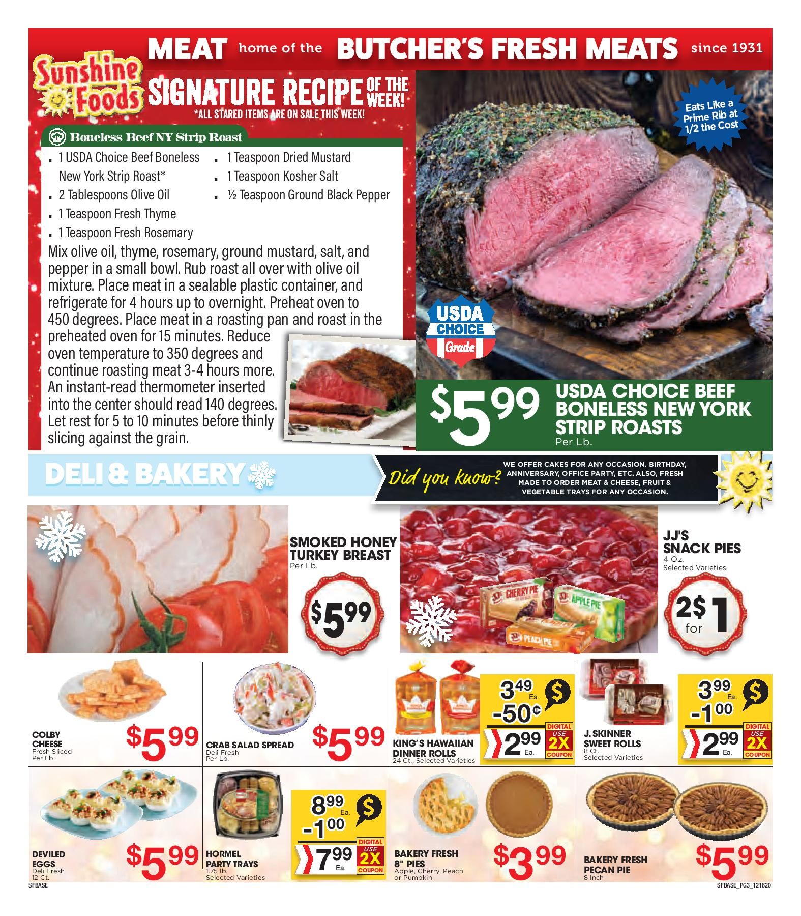 Sunshine Foods Christmas Holiday Weekly Ad Flyer December 16 to December 29, 2020