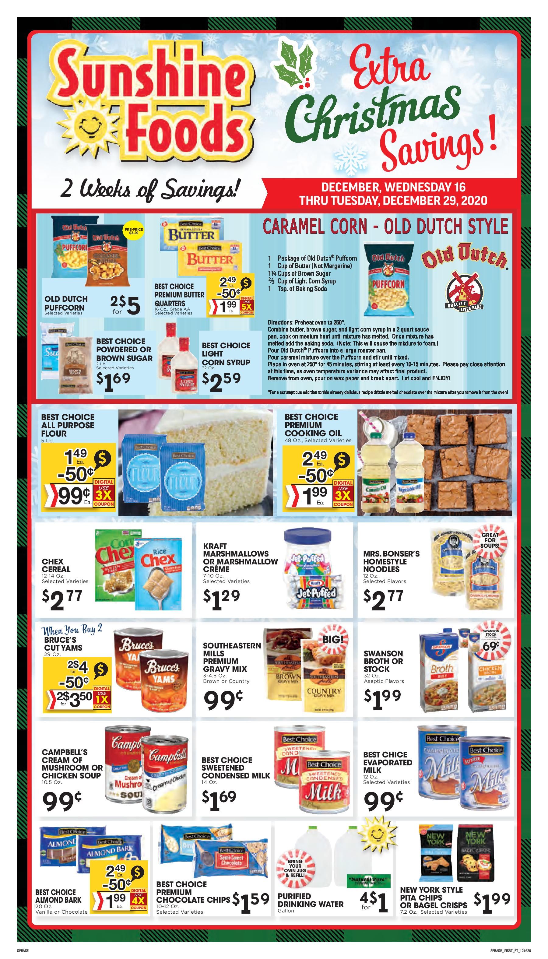 Sunshine Foods Christmas Holiday Weekly Ad Flyer December 16 to December 29, 2020
