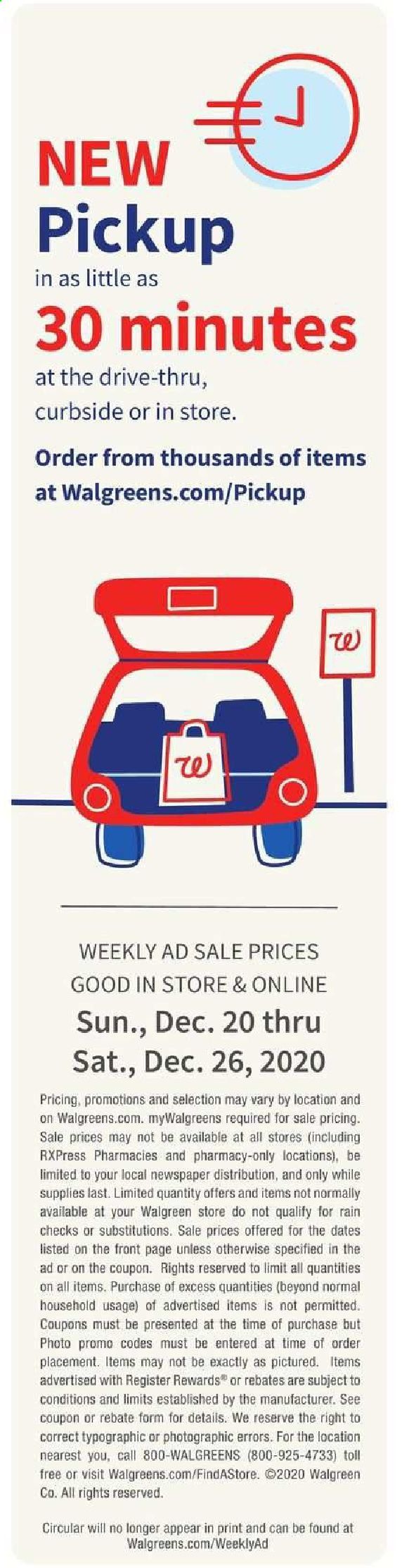 Walgreens Weekly Ad Flyer December 20 to December 26