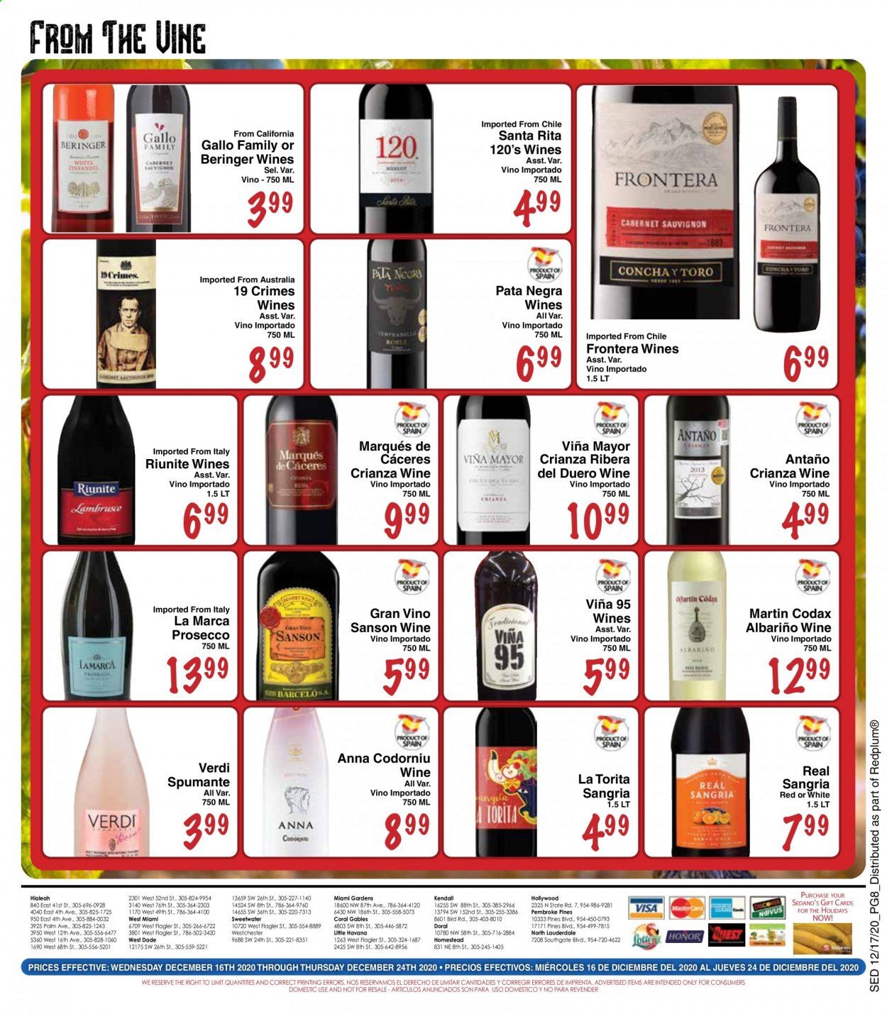 Sedano's (FL) Weekly Ad Flyer December 16 to December 24