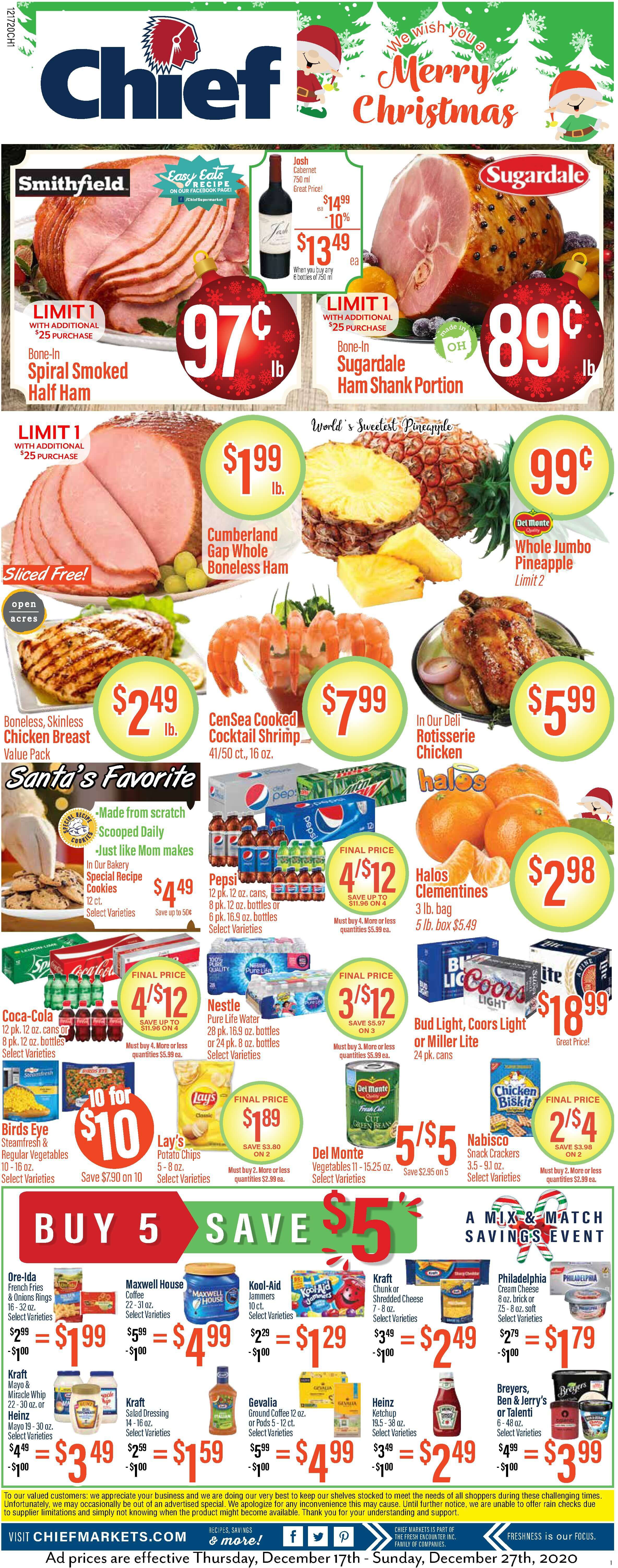 Chief Christmas Holiday Sales Ad Flyer December 17 to December 27, 2020