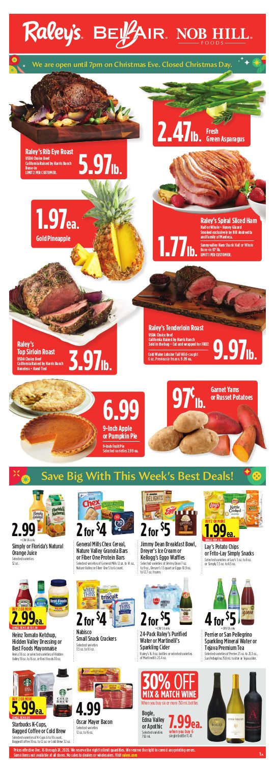 Raley's Christmas Holiday Weekly Ad Flyer December 16 to December 24, 2020