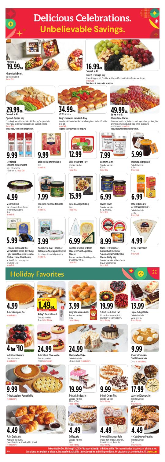Raley's Christmas Holiday Weekly Ad Flyer December 16 to December 24, 2020