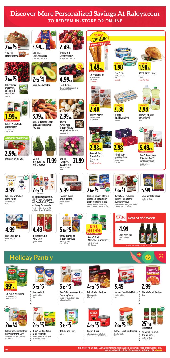 Raley's Christmas Holiday Weekly Ad Flyer December 16 to December 24, 2020