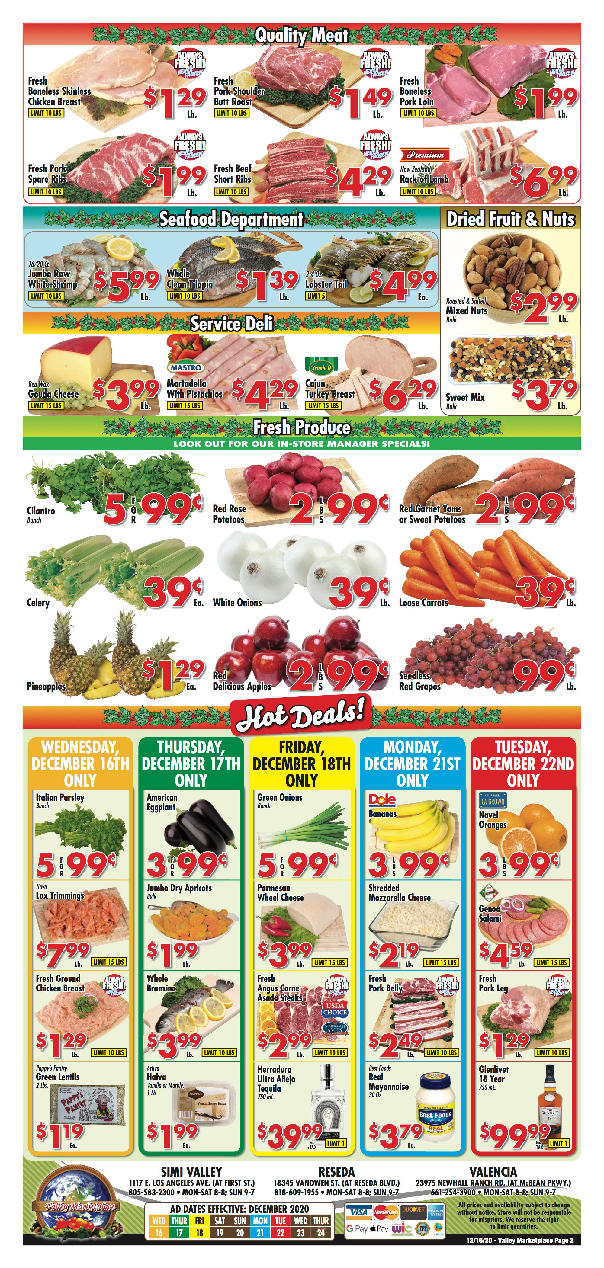 Valley Marketplace Holiday Weekly Ad Flyer December 16 to December 24, 2020