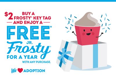 Get a Year of Free Jr. Frosties with Purchase and Support the Dave Thomas Foundation with $2 Frosty Key Tags at Wendy's