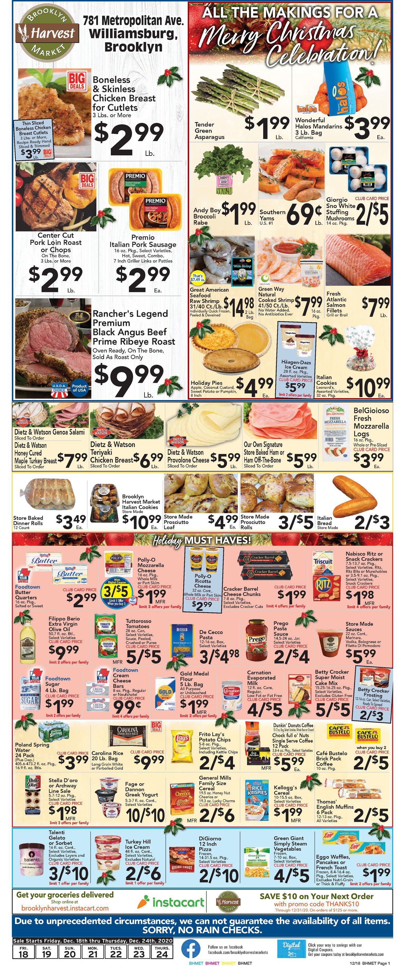 Brooklyn Harvest Market Christmas Holiday Weekly Ad Flyer December 18 to December 24, 2020