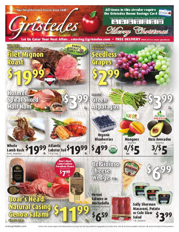 Gristedes Holiday Weekly Ad Flyer December 18 to December 24, 2020