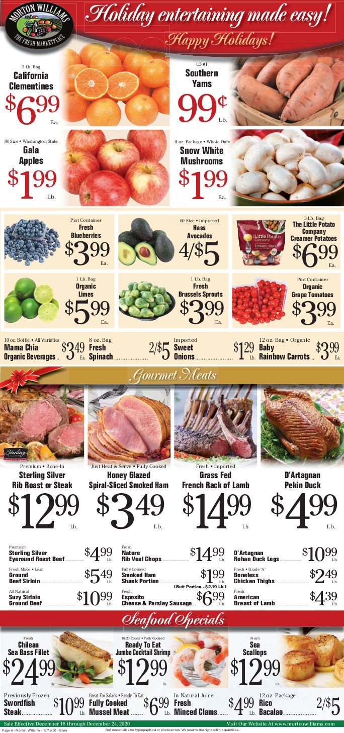 Morton Williams Holiday Weekly Ad Flyer December 18 to December 24, 2020