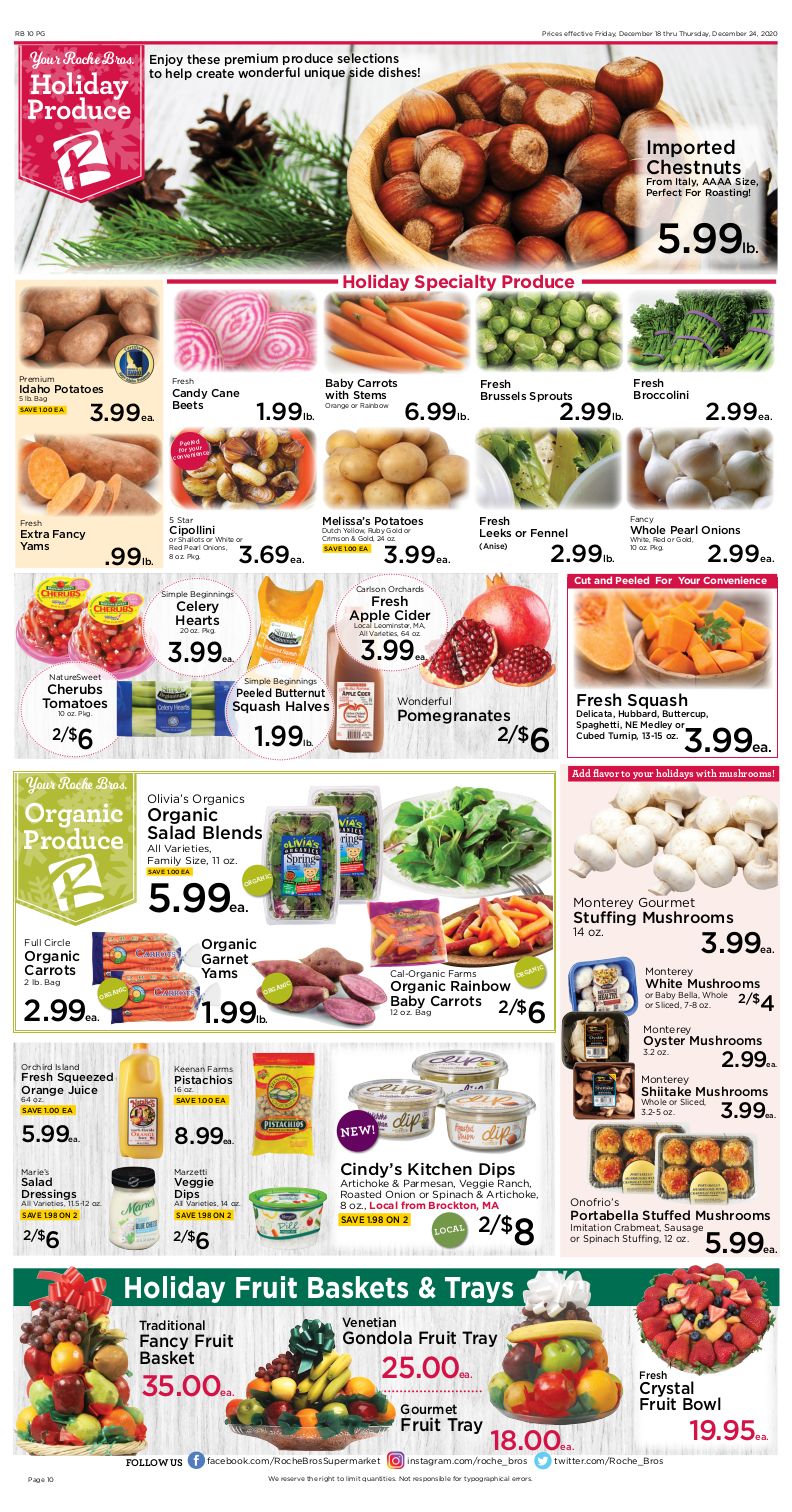 Roche Bros Supermarkets Holiday Weekly Ad Flyer December 18 to December 24, 2020